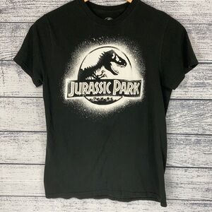Jurassic Park Classic Logo Black & White Tee Shirt